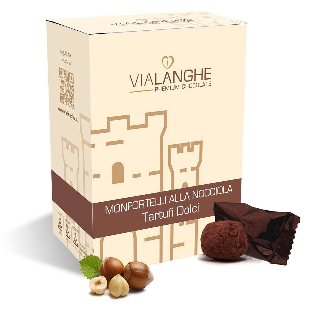 VIALANGHE Premium Chocolate monfortelli alla nocciola tartufi dolci, 200 g