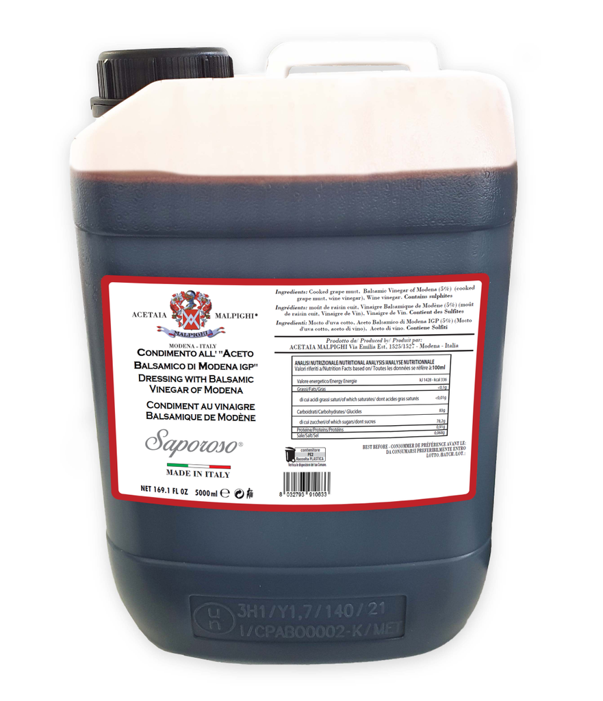 Acetaia Malpighi "Saporoso", roter Balsamico-Essig, 5 l