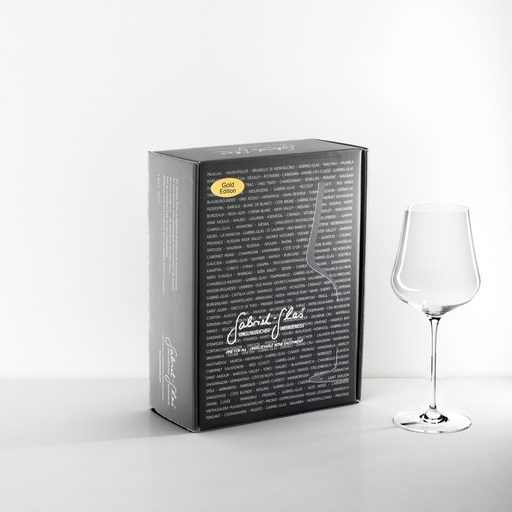 [3101] Gabriel-Wine glass "The Gold Edition" mouth blown approx. 90 grams, giftbox 2 glasses